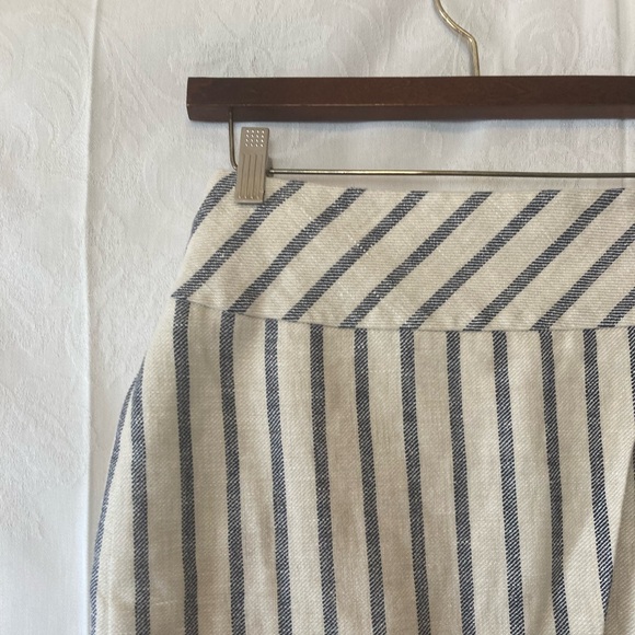 J. Crew Size 2 Linen and Cotton Blue and Off White Skirt Beach Summer Spring - Picture 2 of 5